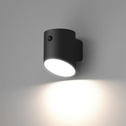 Non-Adjustable Black Solar-Powered Led 2W Pir With Motion Sensor Cylinder Outdoor Wall Light - thumbnail 1