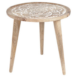 Beliani Set Of 2 Side Tables Sakita Mango Wood Brown/ White - thumbnail 4