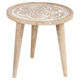 Beliani Set Of 2 Side Tables Sakita Mango Wood Brown/ White - thumbnail 5