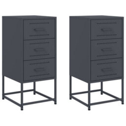 Vidaxl Bedside Cabinets 2 Pcs Anthracite 36X39X78 Cm Steel - thumbnail 2