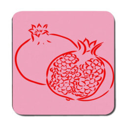 Benjamin Tate Design Placemat And Coaster Set 12 Pieces Pink Pomegranate Designer Artwork Exquisite Wood Bottom Finish - thumbnail 3