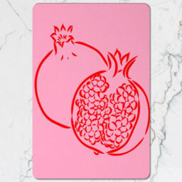 Benjamin Tate Design Placemat And Coaster Set 12 Pieces Pink Pomegranate Designer Artwork Exquisite Wood Bottom Finish - thumbnail 2