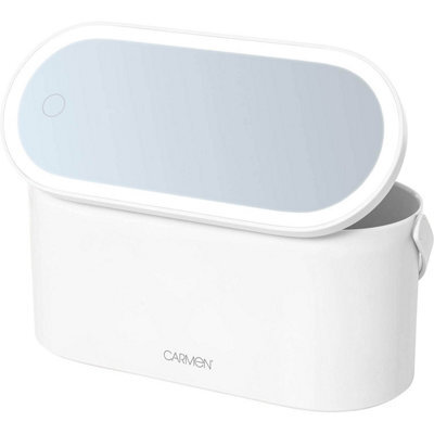 Vanity Case 2-In-1 With Led Light Mirror Make-Up Box Touch Sensor Control White - image 1