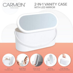 Vanity Case 2-In-1 With Led Light Mirror Make-Up Box Touch Sensor Control White - thumbnail 7