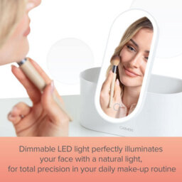 Vanity Case 2-In-1 With Led Light Mirror Make-Up Box Touch Sensor Control White - thumbnail 5