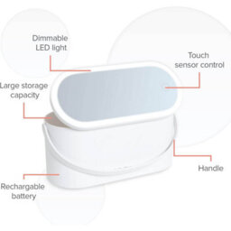 Vanity Case 2-In-1 With Led Light Mirror Make-Up Box Touch Sensor Control White - thumbnail 2