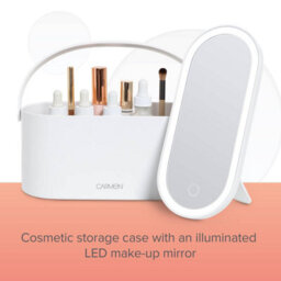 Vanity Case 2-In-1 With Led Light Mirror Make-Up Box Touch Sensor Control White - thumbnail 3