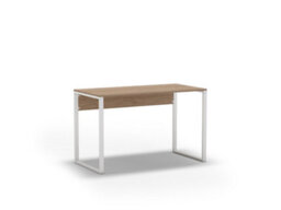 Decortie Inna Modern Work Table Oak With Sturdy White Metal Legs Particle Board Industrial Desk Width 100Cm - thumbnail 2