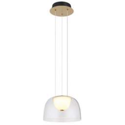 Luminosa Lighting Luminosa Jocky Dome Pendant Ceiling Light Brass-Coloured Clear Glass Shade Led 3000K - thumbnail 1