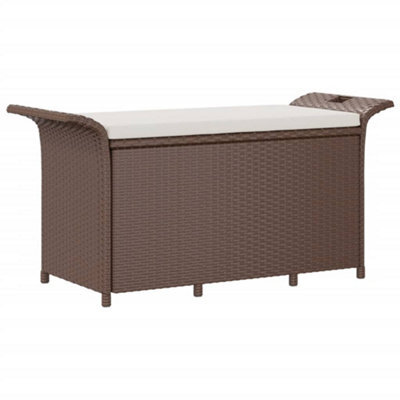 Berkfield Durable Garden Bench With Cushion Brown 116X46X57 Cm Poly Rattan - image 1