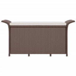Berkfield Durable Garden Bench With Cushion Brown 116X46X57 Cm Poly Rattan - thumbnail 3