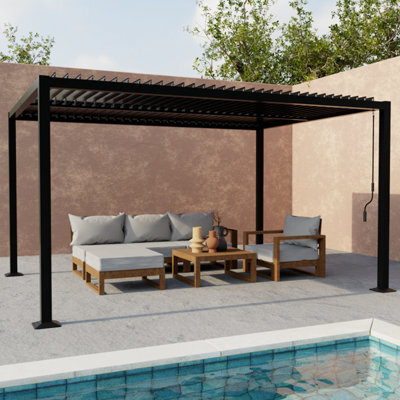 Sweeek - Louvered Pergola Aluminium And Steel 4 X 3M Black - Palace - image 1