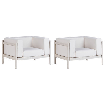 Beliani Set Of 2 Garden Armchairs Ferretti Light Beige - image 1
