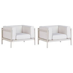 Beliani Set Of 2 Garden Armchairs Ferretti Light Beige - thumbnail 1
