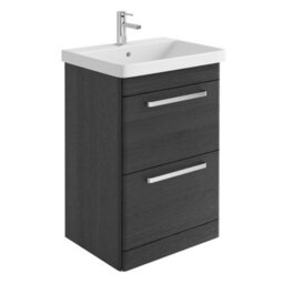 Plum&clay Emery Textured Black Floor Standing Bathroom Vanity Unit & Basin Set With Chrome Handles (W)50Cm (H)86Cm