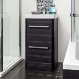 Plum&clay Emery Textured Black Floor Standing Bathroom Vanity Unit & Basin Set With Chrome Handles (W)50Cm (H)86Cm - thumbnail 3