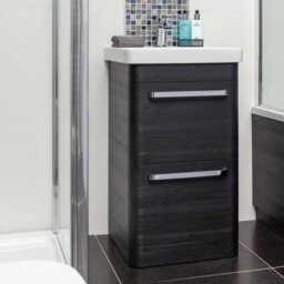 Plum&clay Emery Textured Black Floor Standing Bathroom Vanity Unit & Basin Set With Chrome Handles (W)50Cm (H)86Cm - thumbnail 4