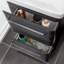 Plum&clay Emery Textured Black Floor Standing Bathroom Vanity Unit & Basin Set With Chrome Handles (W)50Cm (H)86Cm - thumbnail 8