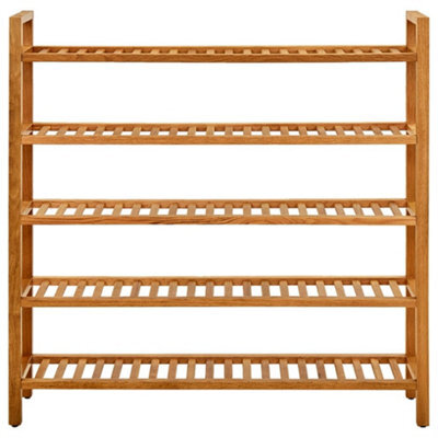 Berkfield Durable Shoe Rack With 5 Shelves 100X27X100 Cm Solid Oak Wood - image 1