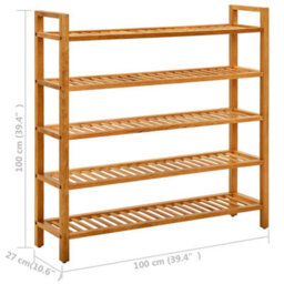 Berkfield Durable Shoe Rack With 5 Shelves 100X27X100 Cm Solid Oak Wood - thumbnail 6