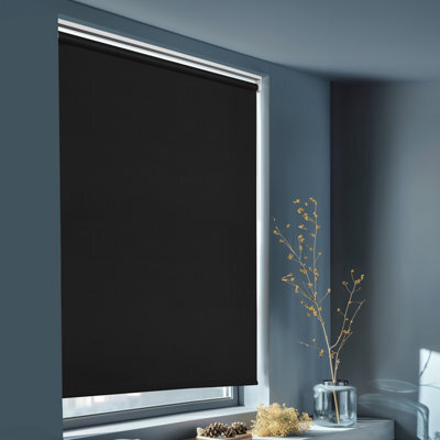 GoodHome Boreas Corded Black Blackout Roller Blind (W)180Cm (L)180Cm - image 1