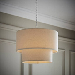 Valuelights Jodie Two Tier Natural Linen Ceiling Drum Lamp Shade (D)30Cm - thumbnail 2