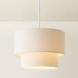 Valuelights Jodie Two Tier Natural Linen Ceiling Drum Lamp Shade (D)30Cm