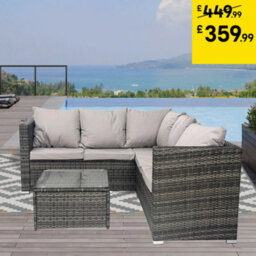 Hortus Alivio 5 Seater Rattan Sofa Set, Pe Rattan Garden Furniture Set With Coffee Table, Anti-Uv Cushions For Indoor Outdoor