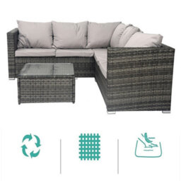 Hortus Alivio 5 Seater Rattan Sofa Set, Pe Rattan Garden Furniture Set With Coffee Table, Anti-Uv Cushions For Indoor Outdoor - thumbnail 6