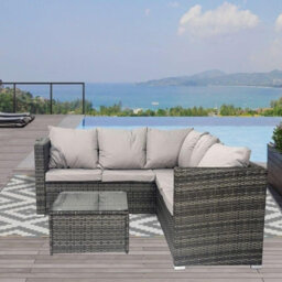 Hortus Alivio 5 Seater Rattan Sofa Set, Pe Rattan Garden Furniture Set With Coffee Table, Anti-Uv Cushions For Indoor Outdoor - thumbnail 4