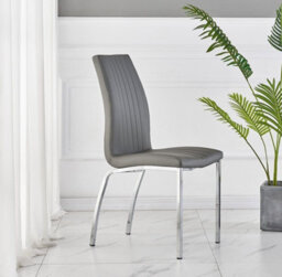 Furnizone UK Milano 4-Seater White Marble-Effect Glass Dining Table And 4 Modalux Grey Faux Leather Chairs - thumbnail 5