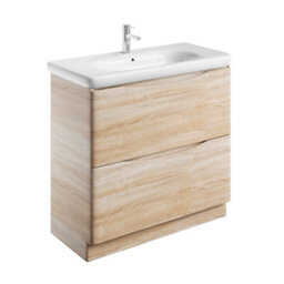 Plum&clay Eden Light Oak Floorstanding Vanity Unit With Round Resin Basin (W)940mm - thumbnail 4
