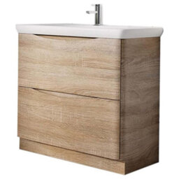 Plum&clay Eden Light Oak Floorstanding Vanity Unit With Round Resin Basin (W)940mm