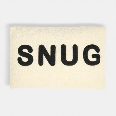 OHS Soft Boucle Snug Slogan Print Decorative Scatter Cushion, Monochrome - image 1