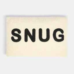 OHS Soft Boucle Snug Slogan Print Decorative Scatter Cushion, Monochrome - thumbnail 1
