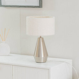 Valuelights Jax Silver Metal Touch Dimmer Table Lamp With Cream Boucle Shade - thumbnail 3