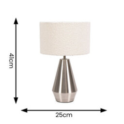 Valuelights Jax Silver Metal Touch Dimmer Table Lamp With Cream Boucle Shade - thumbnail 6