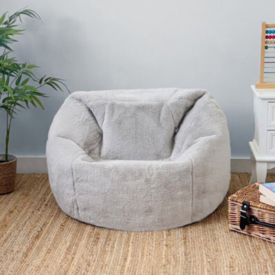 rucomfy Beanbags Rucomfy Slouchbag Kids Bean Bag - Faux Fur - Light Grey Bean Bag For Children - image 1