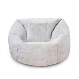rucomfy Beanbags Rucomfy Slouchbag Kids Bean Bag - Faux Fur - Light Grey Bean Bag For Children - thumbnail 2