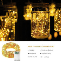 Shatchi 40 Warm White Led Battery Operated Lights With Gold Wire - Charming Warm White String Lights For Christmas Decoration,2Pk - thumbnail 5