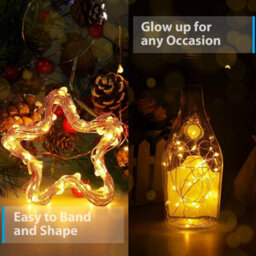 Shatchi 40 Warm White Led Battery Operated Lights With Gold Wire - Charming Warm White String Lights For Christmas Decoration,2Pk - thumbnail 4