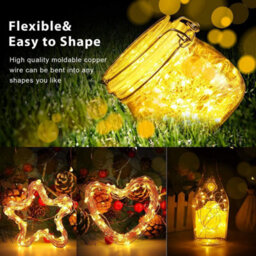 Shatchi 40 Warm White Led Battery Operated Lights With Gold Wire - Charming Warm White String Lights For Christmas Decoration,2Pk - thumbnail 3