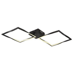 Luminosa Lighting Luminosa Maxxy Integrated Led Semi Flush Ceiling Light Matt Black 2X Led 3000K