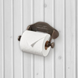 Toilet Roll Holder Wall Mounted Industrial Style Toilet Embossed Cast Iron Toilet Paper Holder Wooden Loop - thumbnail 7
