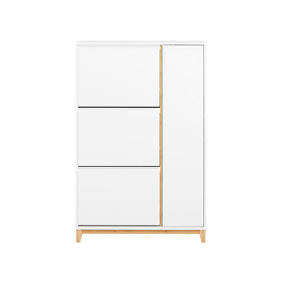 Sobuy Fsr189-Nw, Shoe Cabinet Shoe Storage Cupboard With 3 Flip-Drawers 1 Cupboard ,w80Xd34Xh122.1 - image 1