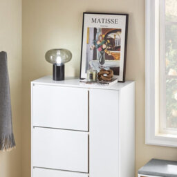 Sobuy Fsr189-Nw, Shoe Cabinet Shoe Storage Cupboard With 3 Flip-Drawers 1 Cupboard ,w80Xd34Xh122.1 - thumbnail 4