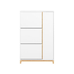 Sobuy Fsr189-Nw, Shoe Cabinet Shoe Storage Cupboard With 3 Flip-Drawers 1 Cupboard ,w80Xd34Xh122.1 - thumbnail 1
