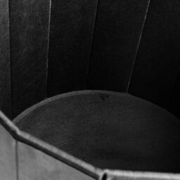 Ohs Matte Velvet Round Ottoman Seat Storage Footstool Tub - Charcoal - thumbnail 7