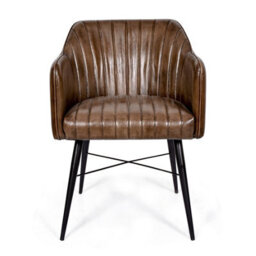 Real Genuine Leather Kitchen Dining Chair Tan Brown 76Cm High X 54Cm Wide X 61Cm Seat Height 49Cm Deep Only Legs To Attach - thumbnail 2