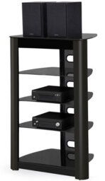 Centurion Supports Zinnia 5-Shelf Black Glass With Gloss Black Fascia Flat Screen Tv/hi-Fi/av Rack Glass Stand - thumbnail 3